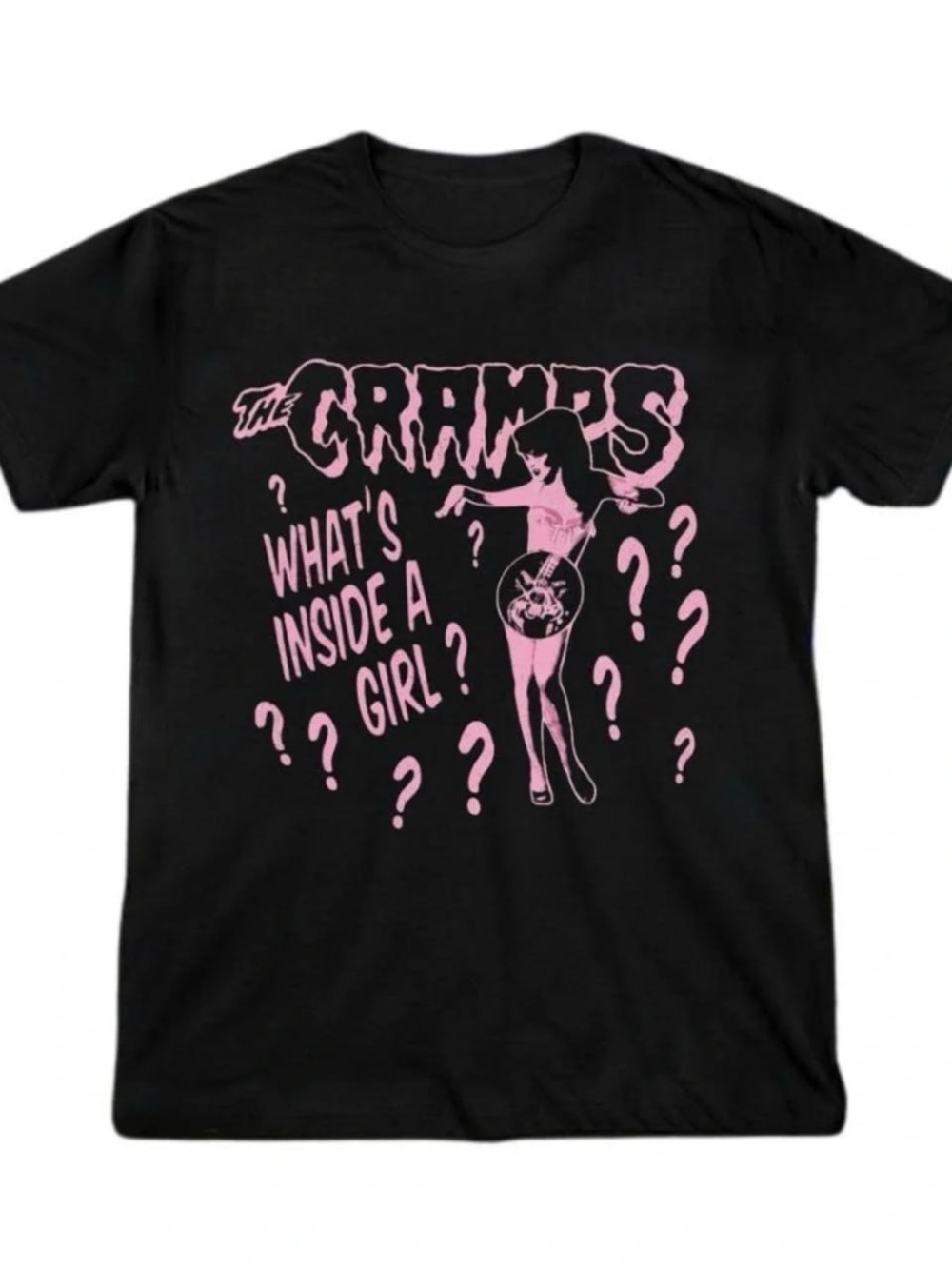 Black Tee with Pink The Cramps Graphic